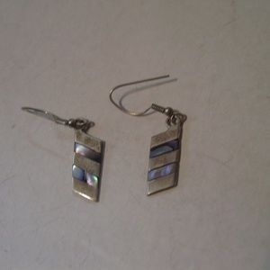 Alpaca Silver Abalone Dangle Earrings